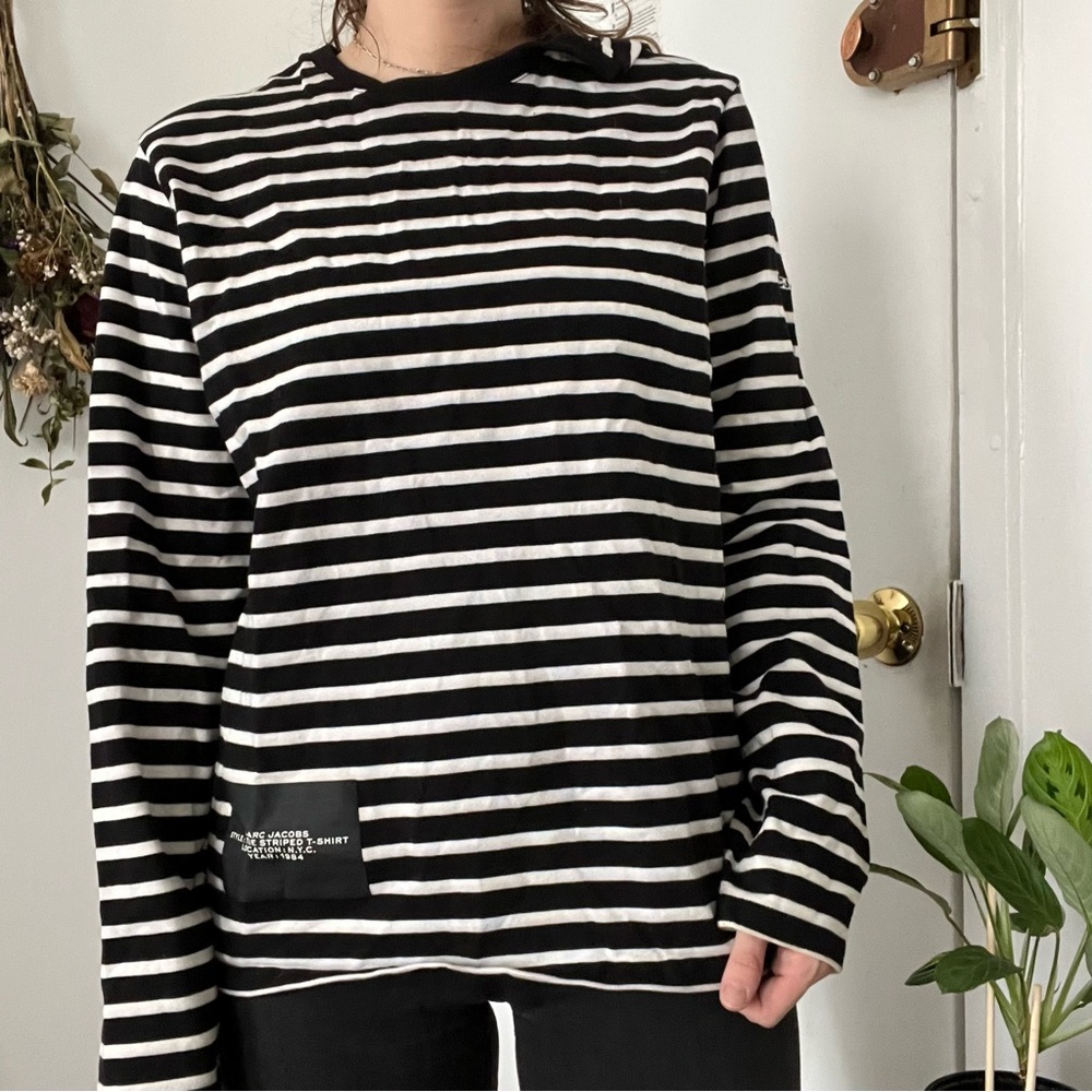 Marc Jacobs Black and White Striped Sweatshirt
